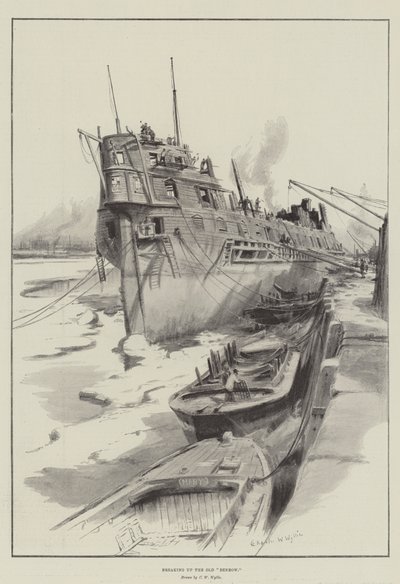 Breaking Up the Old Benbow by Charles William Wyllie